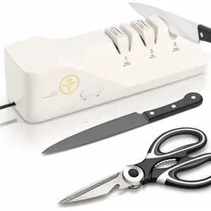 Professional Electric  Sharpeners with   Abrasives and Precision Angle Guides, Multifunctional 3-Stage Slots, Applicable to Straight  and Ceramic