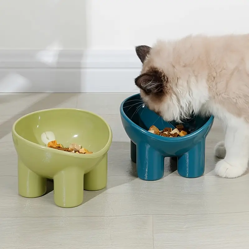 Elevated Tilting Pet Bowl, Non-Slip Raised Cat/Dog Food and Water Bowl with Stand, Neck-Protecting Angled Feeding Bowl, Tip-Proof Pet Feeder Bowl for Kittens/Puppies, Food & Water Dish