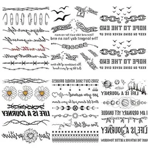 English Tattoos, 6-Sheet Barbed Wire Temporary Face Tattoos Sticker Fake English Face Tattoo Decal for Adult Parties Costume