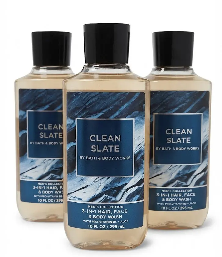 CLEAN SLATE Men’s 3-in-1 Hair, Face & Body Wash 3-Pack – Bath & Body Works 10 oz Each