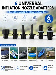 6PCS Universal Inflation Nozzle Adapters for Electric Air Pump | Compatible with SUP Boards, Inflatable Boats, Air Mattresses, Air Tents & Pools
