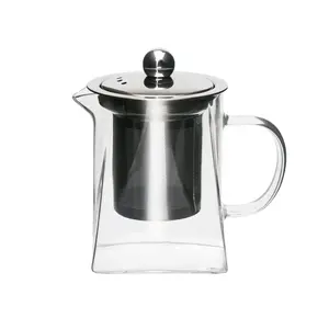 Modern Square Borosilicate Glass Teapot Coffee Pot (12oz 18oz 25oz) | Minimalist Aesthetic Tea Maker with Infuser | Heat Resistant, Non-Drip Spout, Ergonomic Handle | TikTok Home Kitchen Finds Gift