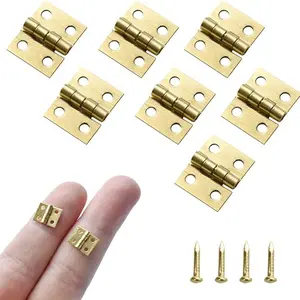 Mini Brass Hinges Hardware Set, 180 Degree Miniature Furniture Accessories, Ideal for Dollhouse Jewelry Boxes & Toy House Decor, Door Hardware