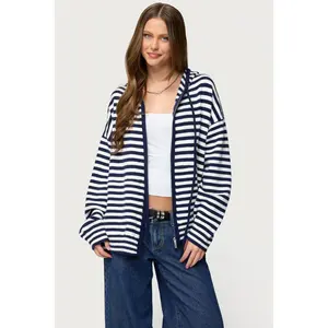 Safari Striped Knit Zip Up Hoodie