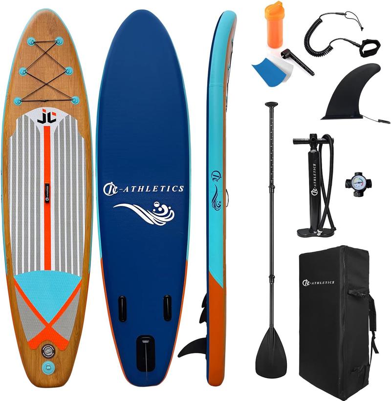 JC-ATHLETICS Inflatable Stand Up Paddle Board (6 Inches Thick), ISUP Package W/Premium SUP Accessories & Backpack, Non-Slip Deck,Fins, Adjustable Paddle|surfboard, friends, camping, surfing, outdoors, wilderness, still water, lake, rush  wave Springtok