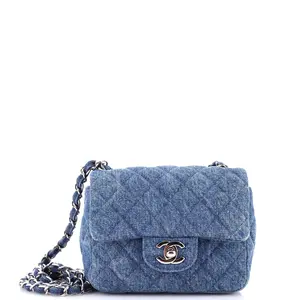 Pre-owned CHANEL material Messenger Bags Square Classic Single Flap Bag Quilted CC Printed Denim Mini by Rebag