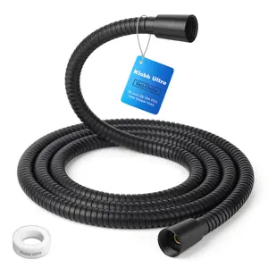 Klabb Ultra Extra Long 80 Inch Shower Hose, Bright Black Flexible PEX Inner Tube, 360° Reinforced, 3.6 GPM Flow, G1/2 Connection, High-End Quality, 10-Year Warranty outdoorfun