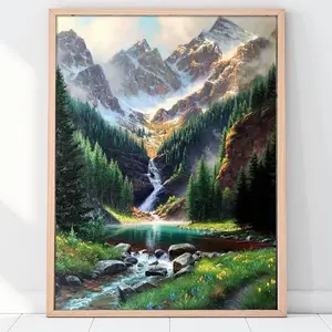 Mountain River Pattern DIY Diamond Arts Colorful Acrylic Painting Kit without Frame, DIY Painting Kit, Wall Art Crafts for Home Decor