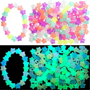 200 count Glow in The Dark  Beads, Luminous  Pony Beads for  Making, 0.5in Colorful Pendant Charms Loose Spacer Accessories for Necklace Earrings Bracelets DIY Crafts