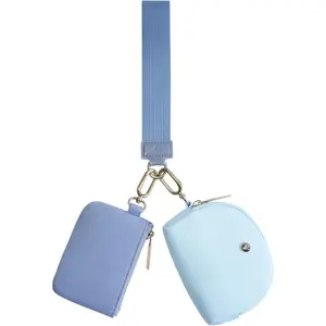 KeyChain Wallet Wristlet Wallets For Women Mini Zip Dual Pouch Wristlet
