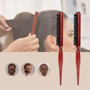 Wooden Handle Hair Brush & Combs, Professional Scalp Massager, Heatless Styling Tool for Women & Girls, Hair Styling Tool for Home & Salon Use