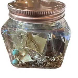 Small Jewelry Jar  - Assorted Necklaces, Earrings, Bracelets, Rings & Beads - Unique Gift for Everyone - No Refunds Available