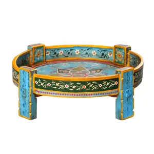 Bohemian Hand Carved Wooden Chakki Table Bohemian Hand Carved Wooden Chakki Table