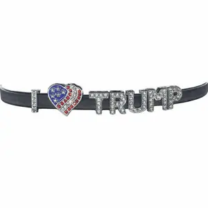 TRUMP Flag Choker Necklace,I Love Trump Heart Necklace,MAGA President 2024 Vote Merchandise USA Flag Collar,Make America Great Again America Republican Heart Rhinestone Outfit,Presidential Campaign Vote Trump Backer Costume PU Leather Accessories Jewelry