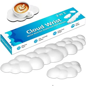 Cloud Keyboard Wrist Rest &  Pad Set for Typing Comfort -  Memory  Wrist Support with Non-Slip Base, Soft Cloud Wrist Pad for , Laptop, Office Work, Gaming &  Desk