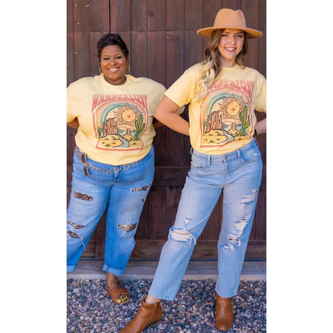 Tees2urdoor Women's T-Shirt with Desert Wanderlust Graphic - Casual 100% Cotton Crew Neck, Pairs with Cardigans for Layering