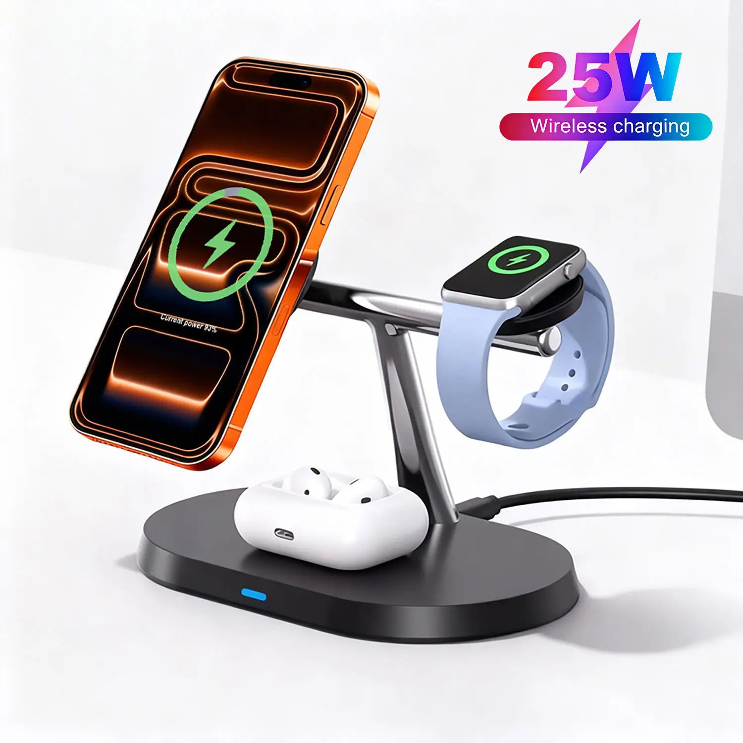 25W 3 in 1 Magnetic Wireless Charging Station, Fast Wireless Charger Stand for iPhone 17 Pro Max 16 15 14 13 12 Series, Apple Watch & AirPods, Multi-Device Charging Dock for All Apple Devices,back to school,back to school haul