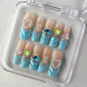 NailPhoria SIREN'S CALL - Handmade Press-On Nails | Reusable, Salon-Quality, Long-Lasting, Glossy Design