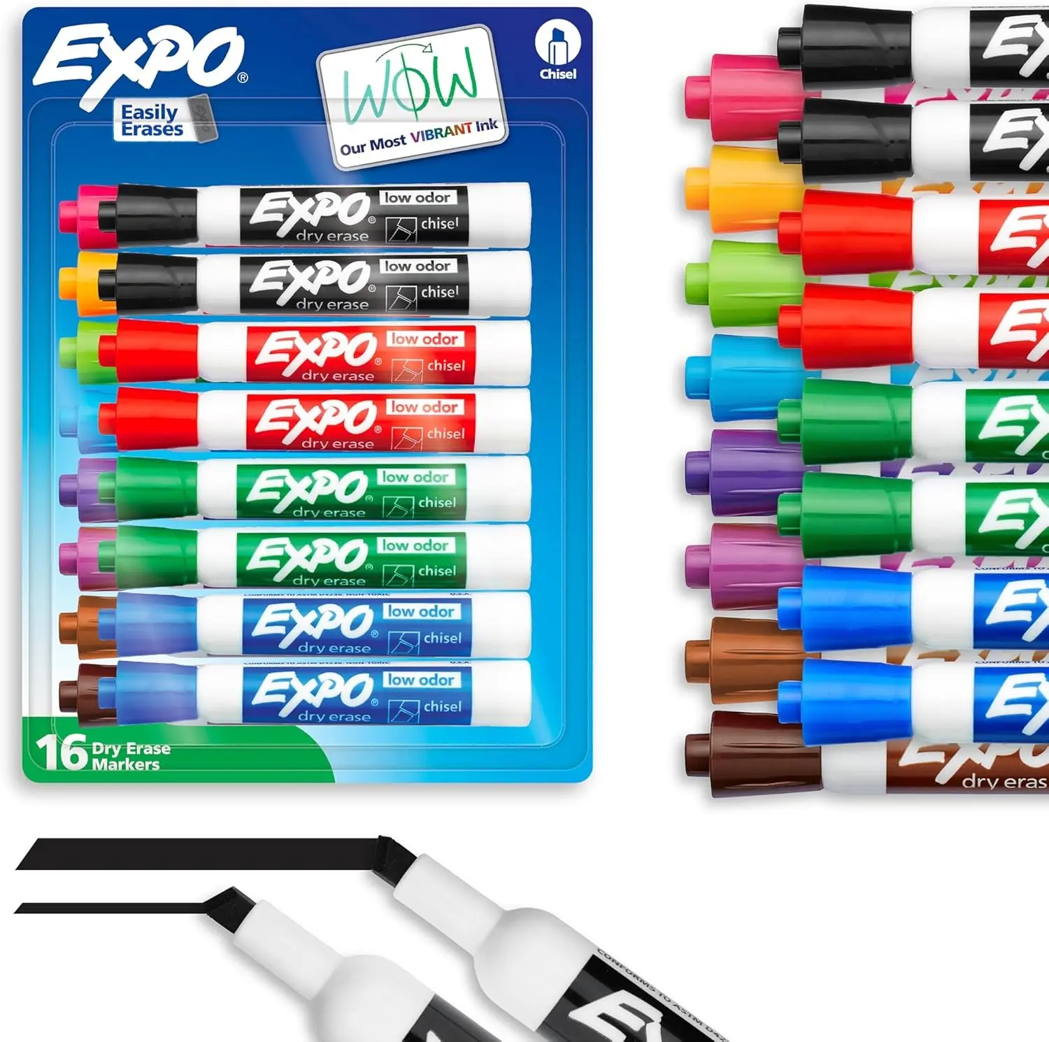 Low Odor Dry Erase Markers, 12-Count Assorted Colors Chisel Tip Whiteboard Markers for Teachers Classroom School and Office