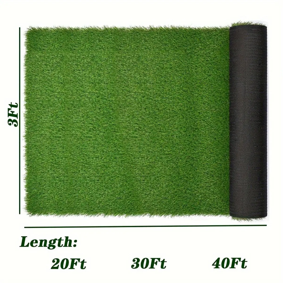 1.57in Super Long Realistic Synthetic Grass Turf - 20/30/40Ft Fake Grass Carpet for Christmas Tree Floor Decor, Golf Practice Mat, Home Improvement