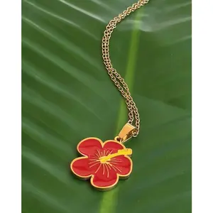 Red Flor Maga Stainless Steel Necklace