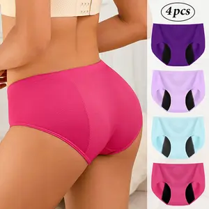 Women's Heavy-Duty Leakproof Menstrual Underwear - High-Elasticity Seamless Period Panties with Multi-Color Options Breathable Absorbent No-Rule-Out Leak, Mid-Rise Low-Maintenance Physiological