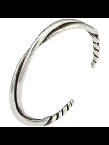 Thai Handmade Twisted Wire Bracelet Men, Trendy Vintage Aged Open Ring, Original Unique Design, Mens Jewelry, Fashion Accessory