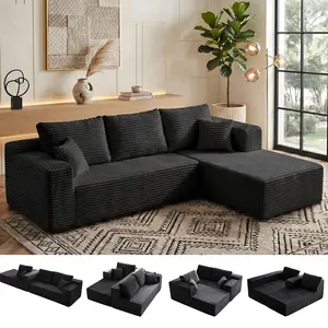 [2 Packages Shipping] L-Shaped Modular Sectional Sofa - Comfy Cloud 3-Seater,Cloud Boneless Modular CouchDeep Seat Linen Couch for Living Room,No Assembly Velvet Plush Chenille sleeper conference to furniture fur nature oversized