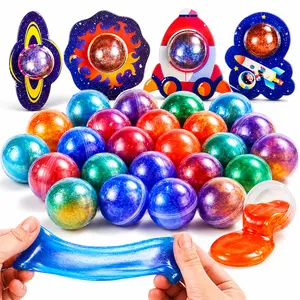 Galaxy Slime Balls Toy for Kids, Crystal Slime Sensory Toy Party Favors with Galaxy Cards, Stretchy Non-Sticky Fidget Toys for Classroom Rewards Goodie Bags Boys Girls