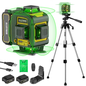 Alloyman Laser Level 360° with Tall Tripod, Self Leveling Laser Measuring Tool Green Lazer Level 16 Line Level Laser 360 Self Leveling for Construction, Home Renovation, Picture Hanging, Charge, Trending Christmas Gifts and New Year Gift Ideas
