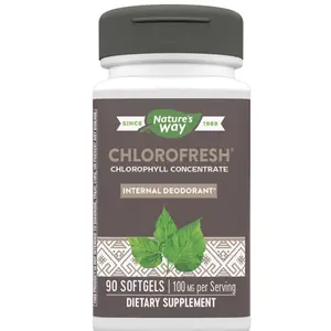 Nature's Way Chlorofresh, Liquid Chlorophyll Concentrate, Internal Deodorant*, Supports Detoxification Pathways*, 90 Softgels Adult Gluten Free GMO Free Dairy Free Detoxing Organic Supplement Healthcare Dietary