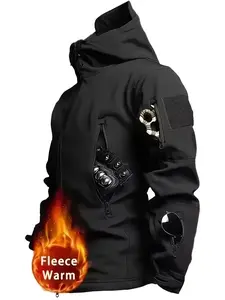 HOMUG Men's Thick and Warm Winter Hooded Coats, Outdoor Jackets, Tactical Rainproof and Windproof Cap-Style Coats, and Multi-Pocket Clothing, Suitable for Wearing in Autumn and Winter Seasons.