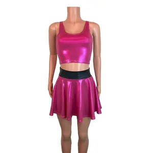 PowerPuff Girls BLOSSOM Costume W/ Pink Skater Skirt and Crop Top