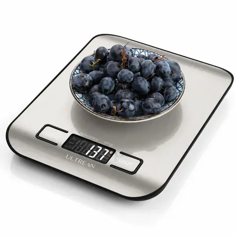 Digital Food Weight Scale - 11 lb (1g-5000g) Capacity, 6-Unit Conversion, Tare Function, Precision Sensor Display, Alkaline, Kitchen Accessories for Home Cooking, Baking, Digital Scale Grams