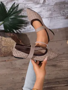 Women's Pointed Toe Colorblock Knit Fashion Slip-On Shoes, Elegant Daily Casual Commute Style, Comfortable and Stylish Footwear, Fashionable Flats, Pointed Toe Flats