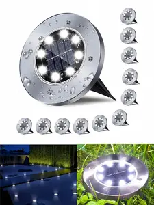 Solar-powered ground lamps, outdoor 8LED street lamps, suitable for ground lamps in courtyards, lawns and driveways, white light