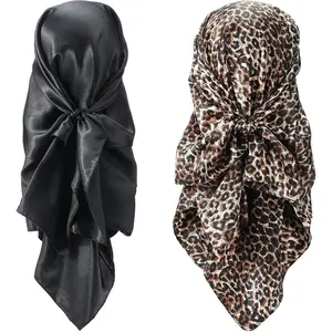 35 Inch Silky  Scarf 2 count Large Square  Scarf Sleeping Hair Wrapping Satin Bandana for Women