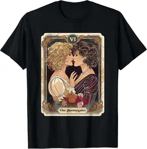 100% Cotton Vintage Lesbian Pride Tarot Card and They were Roommates T-Shirt