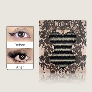 JVLBEAUTY 【Top Diva】 Segment Individual Cluster False Eyelashes, Voluminous & Curly, Euro-American Style, Beginner-Friendly, Extra Long D Curl, Vacation-Ready