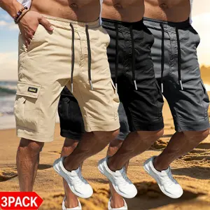 Pack of 3! Men’s Outdoor Cargo Shorts – Lightweight, Breathable, Quick-Dry; Versatile Casual Bermuda Shorts for Beach Vacations