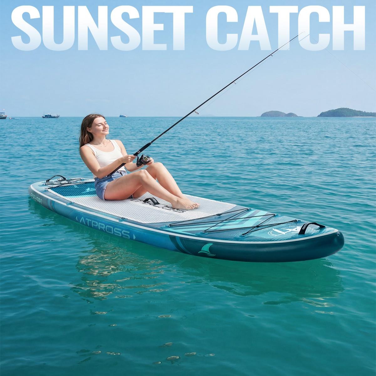 [Spring Glow Up] 11'6"×35" Inflatable Stand Up Paddle Board, 450LBS Capacity, Premium SUP with Kayak Seat for Paddling, Fishing, Yoga & Kayak, Wide Non-Slip Deck, Double-Ended Paddle, Two-Way Pump & Full Accessories