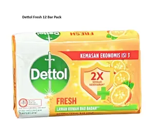 Dettol Anti-Bacterial Hand and Body Bar Soap, Fresh, 110 Gr / 3.88 Oz (Pack of 12)