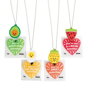 24" Food Charm Necklace Valentine Exchanges with Card for 12