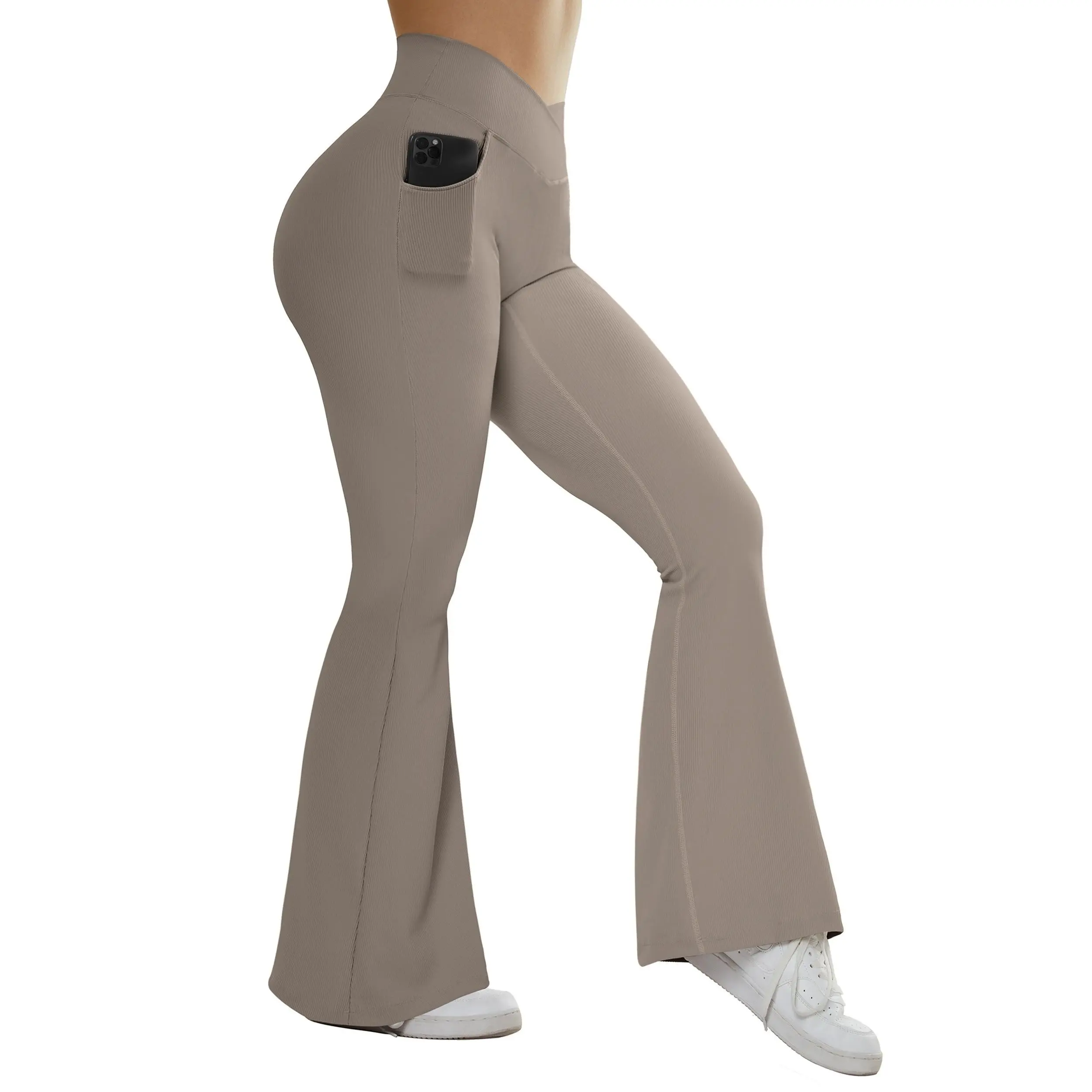 Women's High Waist Flare Yoga Pants - Elegant Style, Tummy Control Bootcut Sweatpants With Pockets - Fleece Lined - For Fall & Winter - Perfect for Yoga, Running & Casual Wear - Ideal Gift for Women