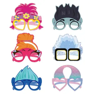 12PCS Trolls Inspired Paper Photobooth Masks - Party Eyeglasses Props for Birthday, Bachelor Party, Graduation, Festivals No Feathers, Durable Cardstock Accessory Kit