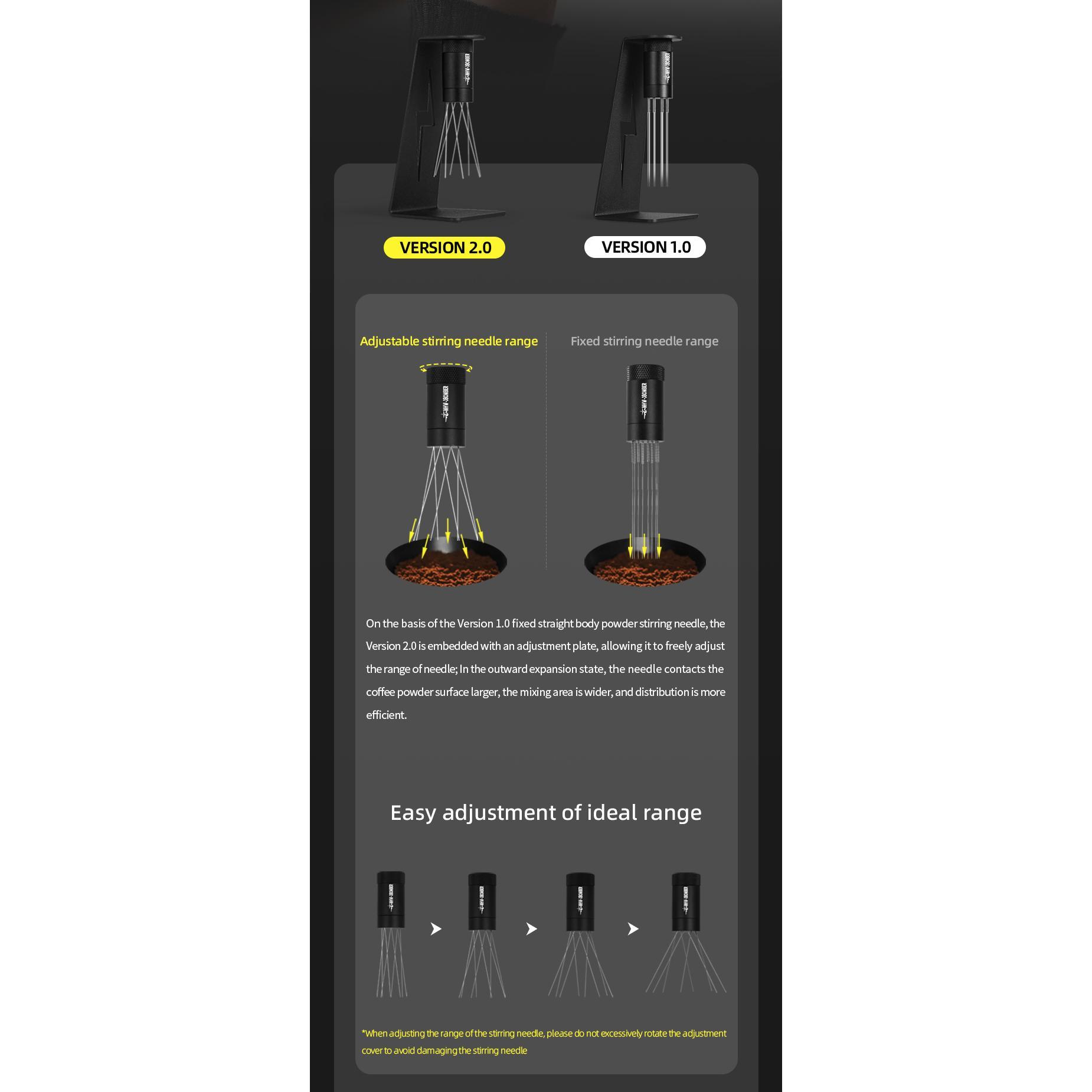 MHW-3BOMBER Espresso Distribution Tool Coffee WDT Adjustable Needles Stirrer with Magnetic Rack Professional Barista Accessories