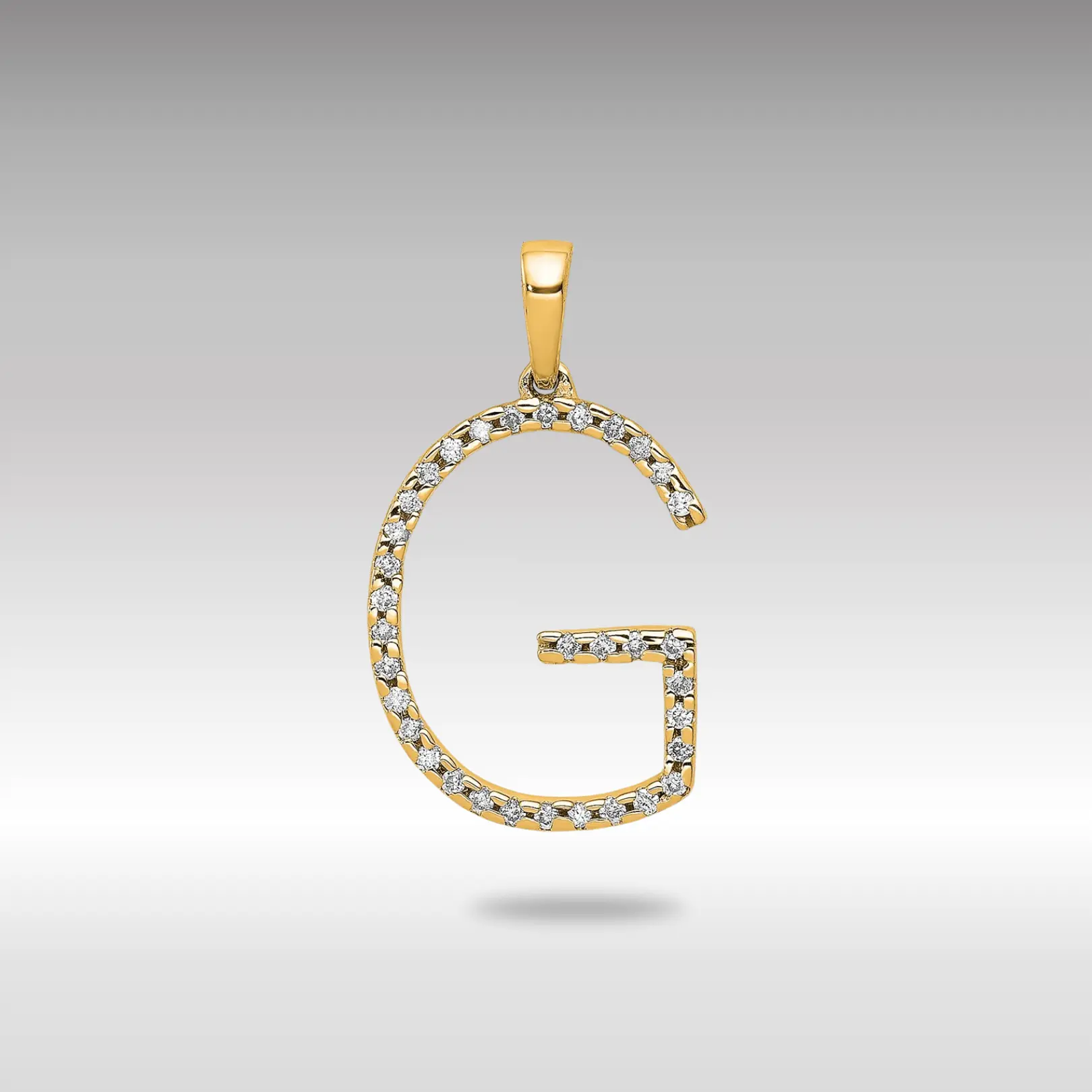 14K Gold Diamond Letter G Initial Pendant - Model PM5222G-010-YA