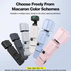 Silicone Protective Case for DJI Osmo Pocket 4, 6-Piece Full Body Accessory Kit with Lens Cap, Base, Lanyard, Anti-Scratch Shockproof Washable Camera Cover, Macaron Colors