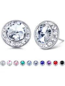 Rhinestone Dance Competition Earrings Hypoallergenic Sterling Silver Post Stud Earrings 15mm Halo Crystal Stud Earrings for Dance Competitions Stage Opera Performance Wedding Bridal Earrings for Women