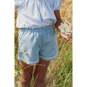 Capri Linen Shorts - Myosotis